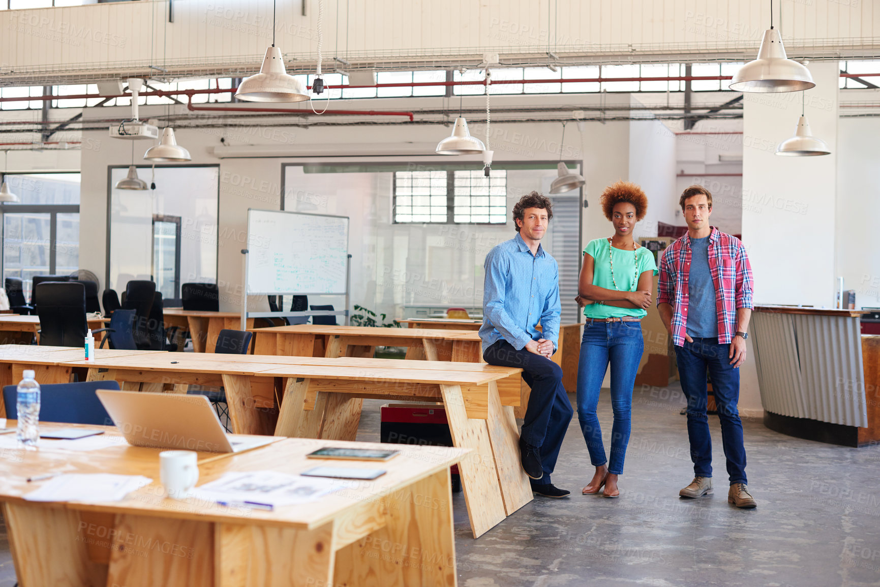 Buy stock photo Full length shot of businesspeople working in the office