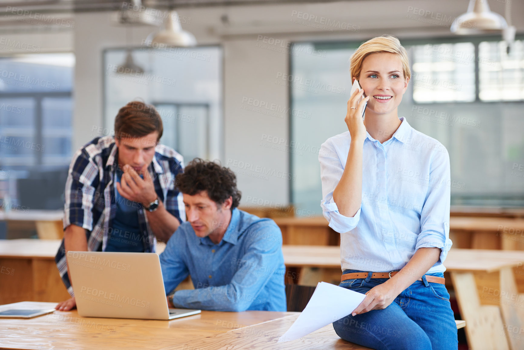Buy stock photo Cropped shot of businesspeople working in the office
