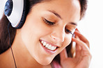 Beautiful young woman listening to music