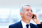 Businessman conversing on cell phone