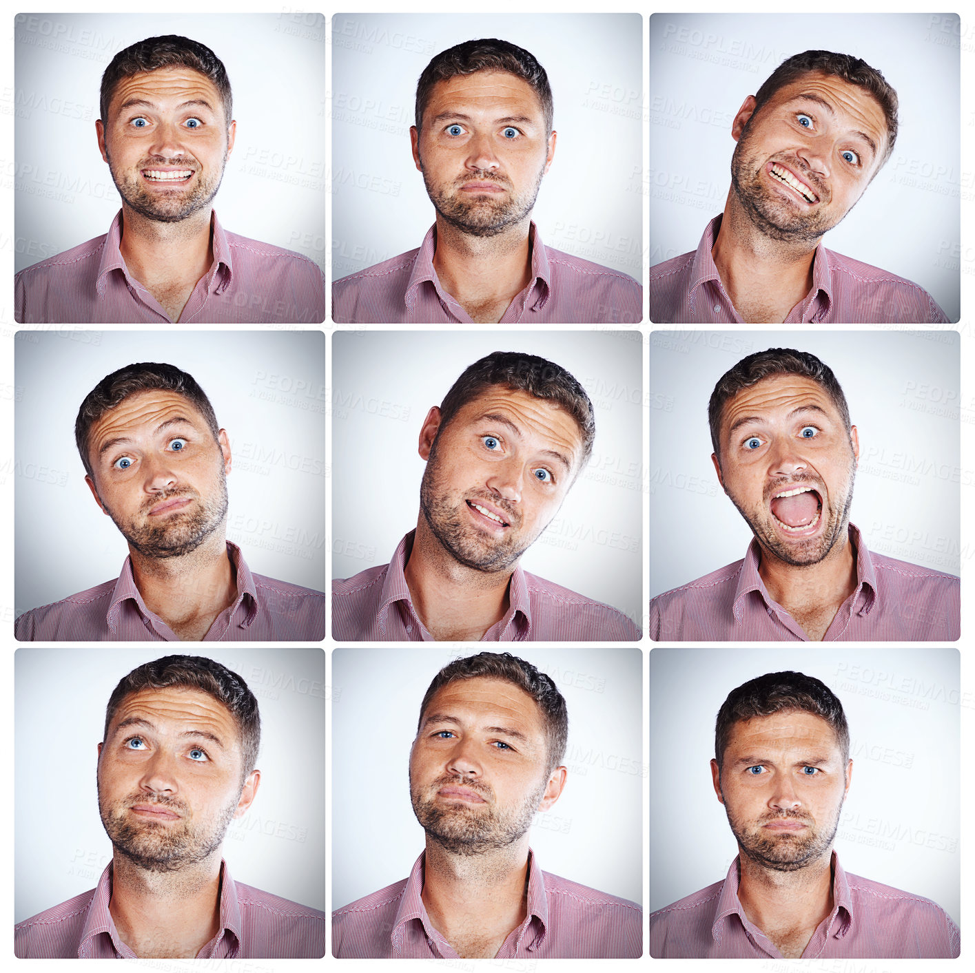 Buy stock photo Composite shot of the many expressions of people