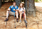 Couple taking a break from trekking