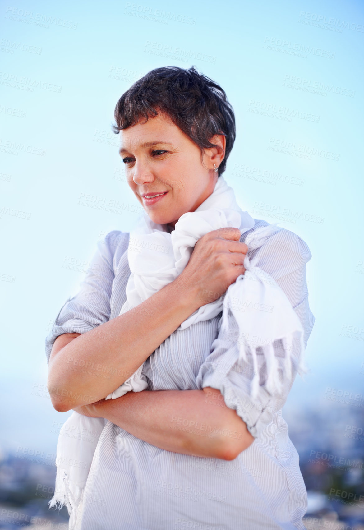 Buy stock photo Beautiful mature female spending quality time outdoors