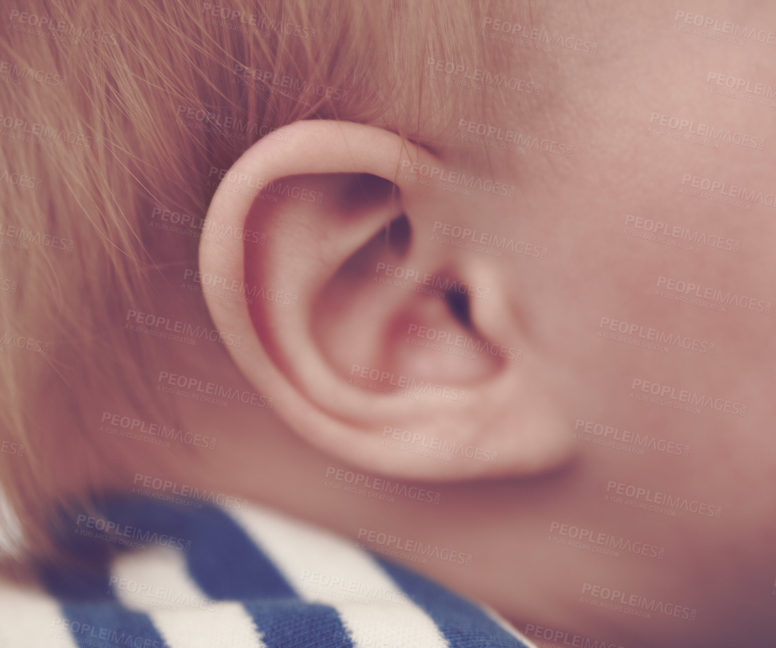 Buy stock photo Cropped closeup of a baby's ear