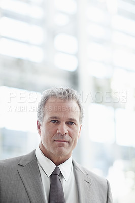 Buy stock photo Portrait of a mature businessman standing in the office - copyspace
