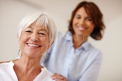 Buy stock photo Portrait of a senior woman and her daughter