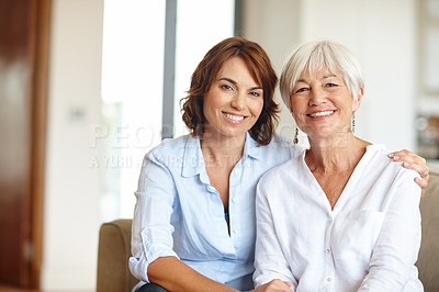 Buy stock photo Portrait of a woman spending time with her elderly mother