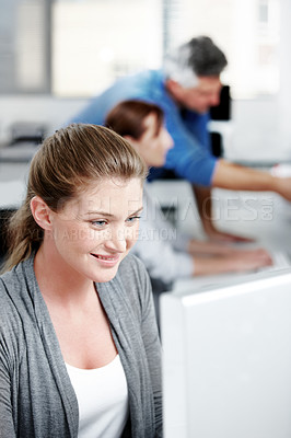 Buy stock photo Cropped shot of a working business office