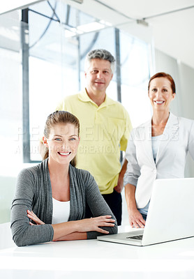 Buy stock photo Portrait of a successful group of professionals in an office setting