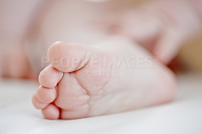 Buy stock photo Cropped image of a baby's foot