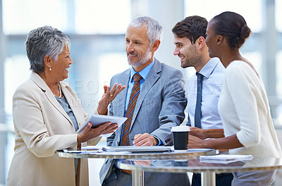 Buy stock photo Ceo, consulting and planning with business people in meeting for coaching, mentor and strategy. Corporate, leadership and project management with employees in office for boss, training and director
