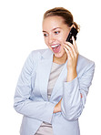 Happy business woman having a conversation on the cellphone