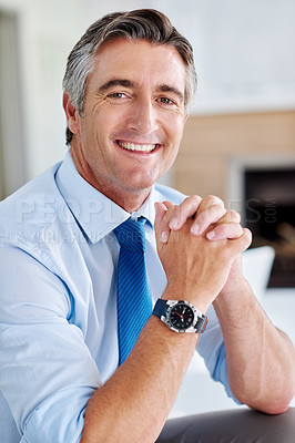 Buy stock photo Portrait of a smiling mature businessman