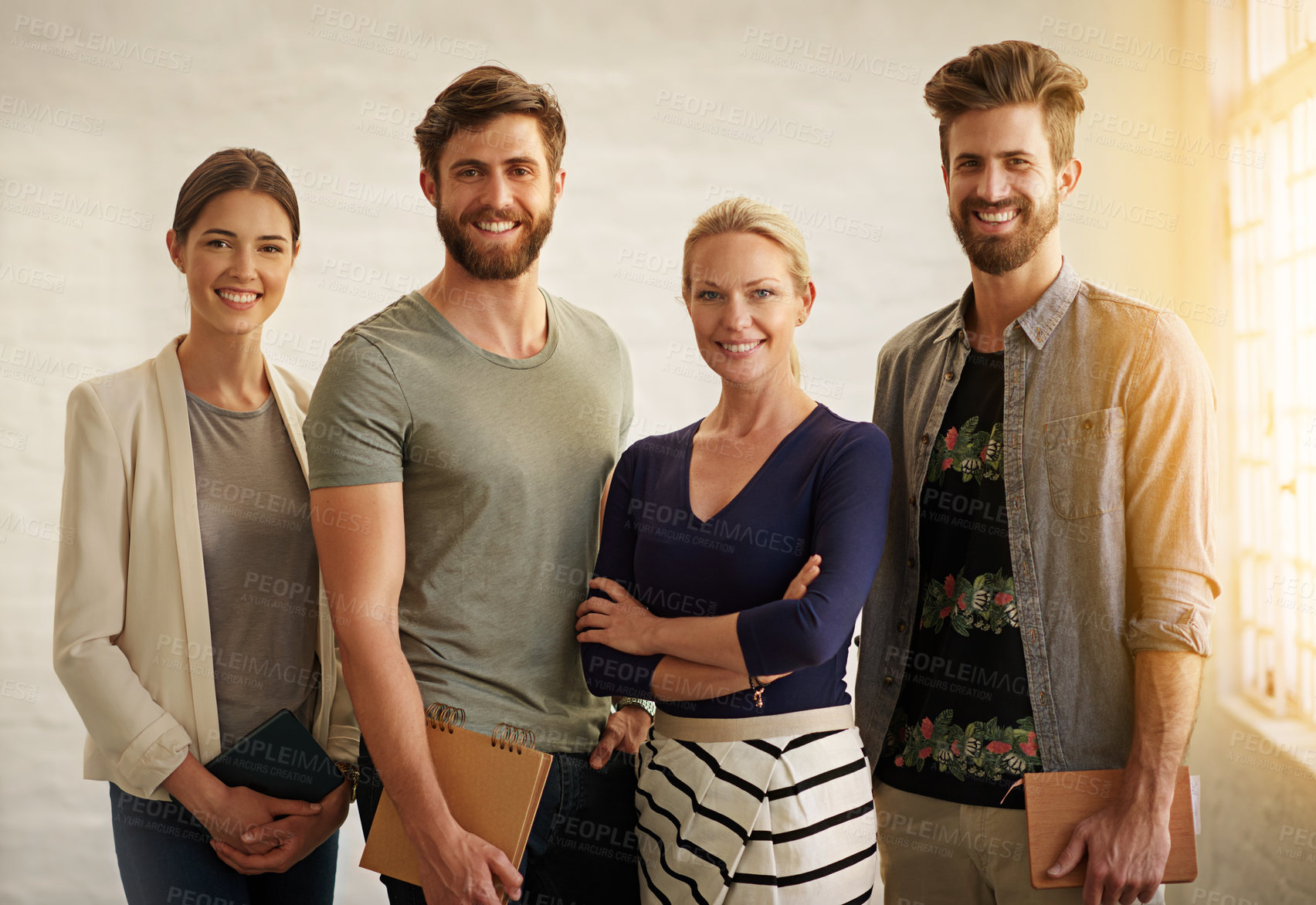 Buy stock photo Full length portrait of a business team standing in their office