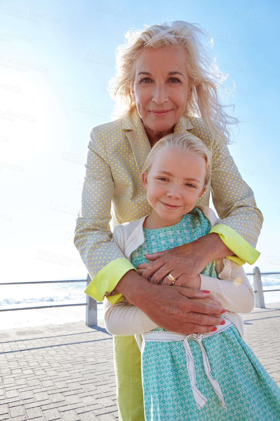 Buy stock photo Shot of a grandmother and her granddaughter spending some time outdoors