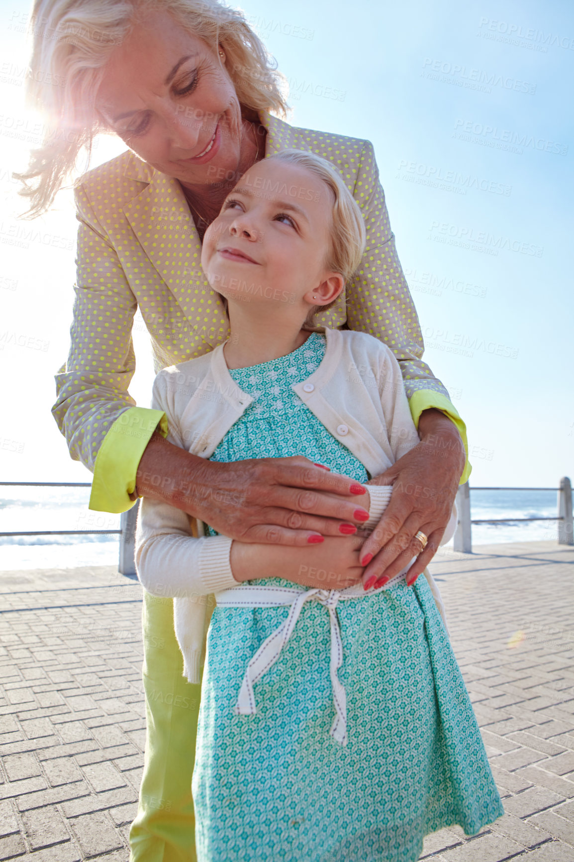 Buy stock photo Shot of a grandmother and her granddaughter spending some time outdoors