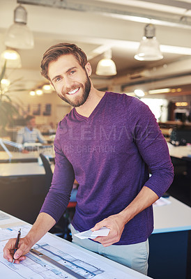 Buy stock photo Cropped shot of an architect working in the office