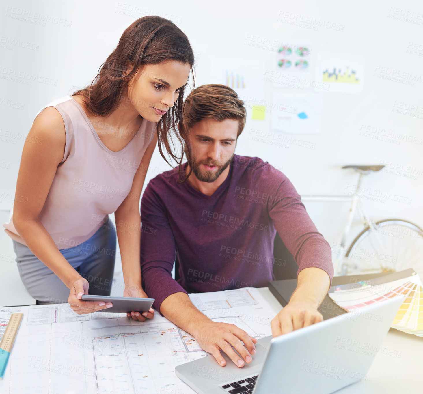 Buy stock photo Cropped shot of an architect working in the office