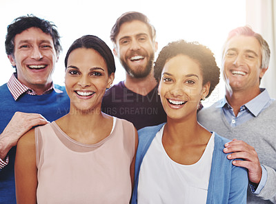 Buy stock photo Cropped portrait of a diverse business team