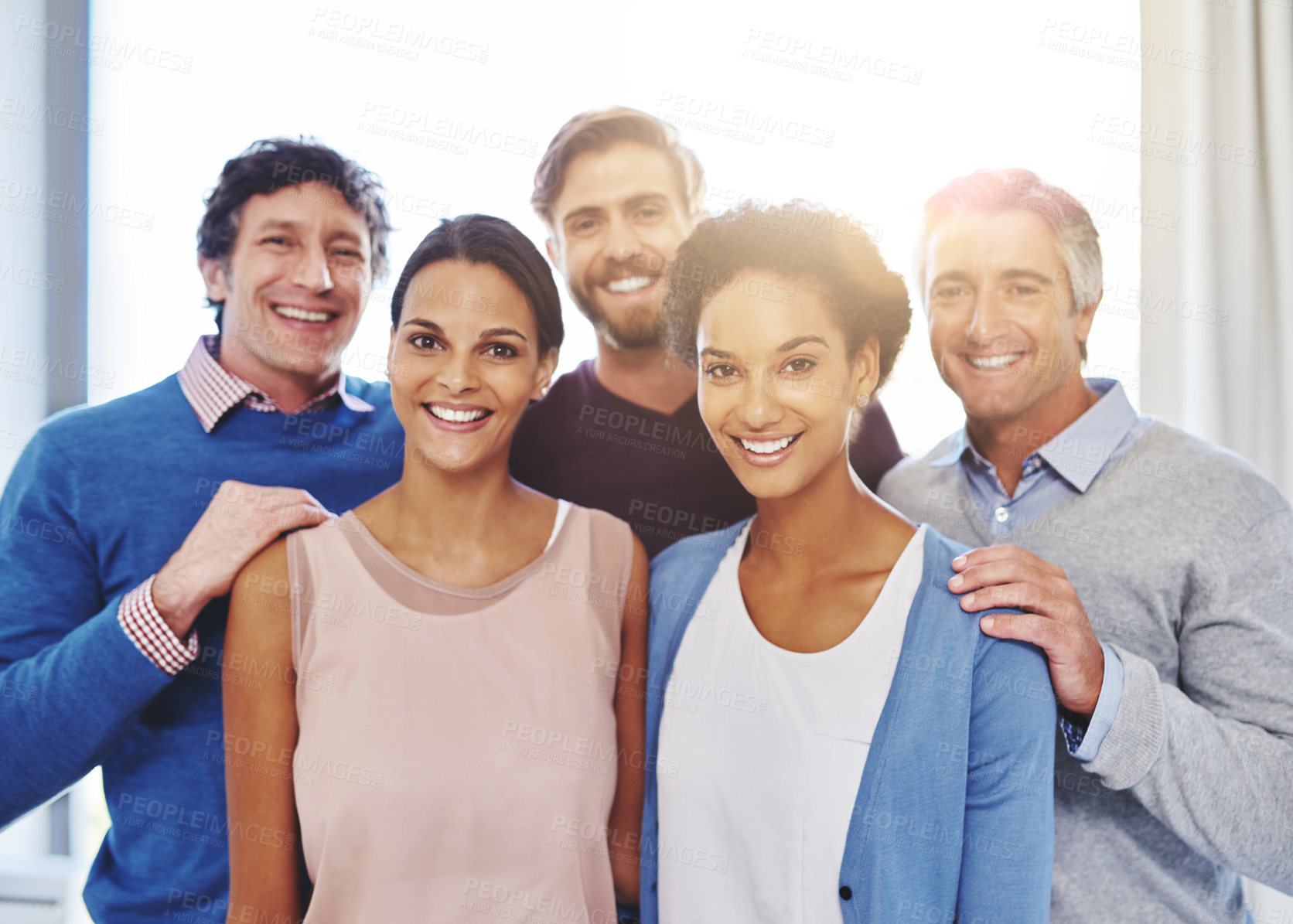 Buy stock photo Cropped portrait of a diverse business team