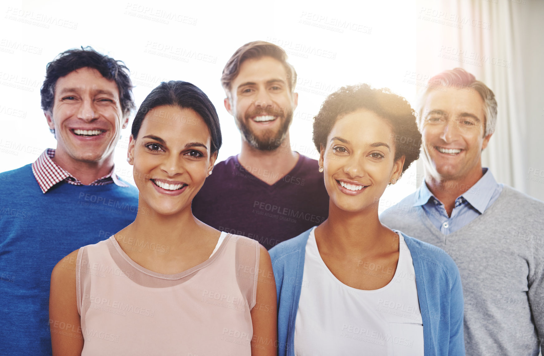 Buy stock photo Cropped portrait of a diverse business team