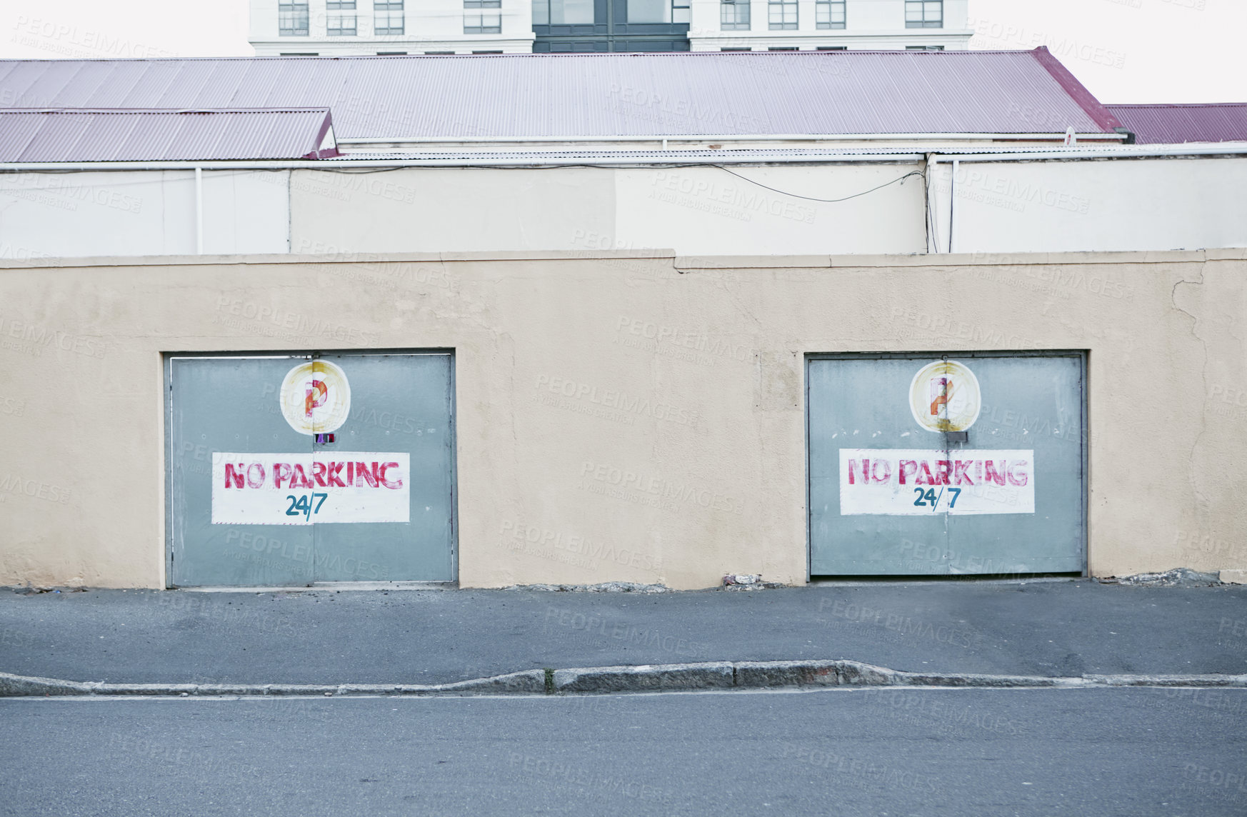 Buy stock photo Shot of a two garages in the city with 