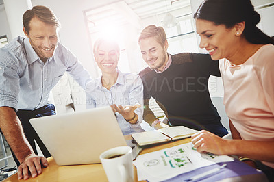 Buy stock photo Cropped shot of a group of businesspeople in the office