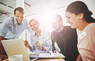 Buy stock photo Cropped shot of a group of businesspeople in the office