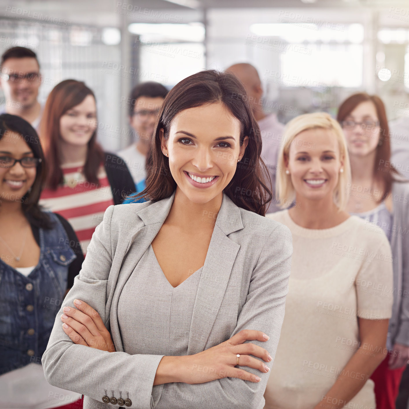 Buy stock photo Cropped portrait of a diverse group of businesspeople