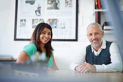 Buy stock photo Cropped portrait of two designers in their office
