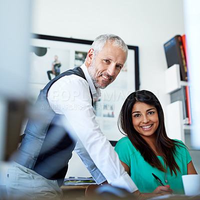 Buy stock photo Portrait of two designers in their office