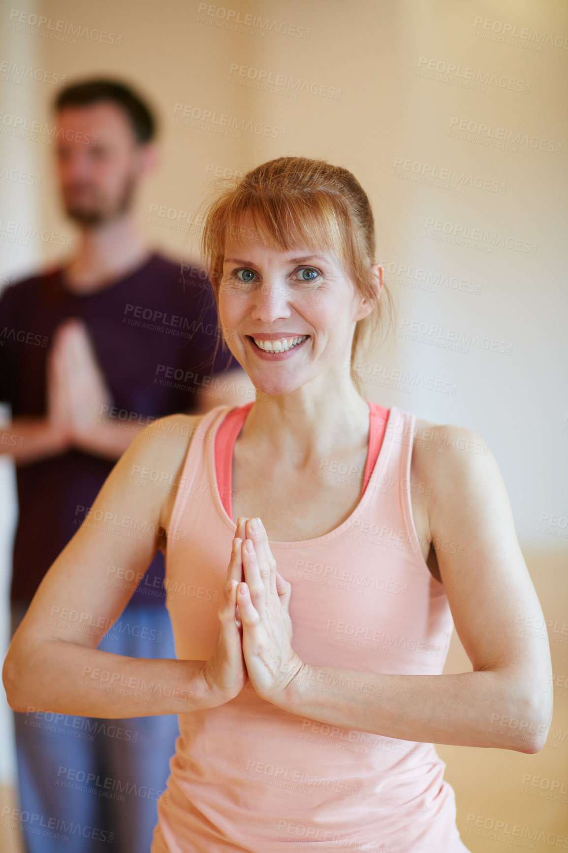 Buy stock photo Shot of a woman doing a yoga class