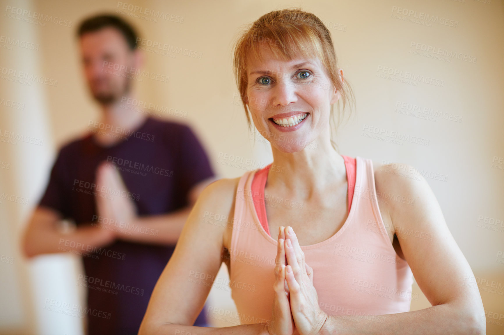 Buy stock photo Shot of a woman doing a yoga class