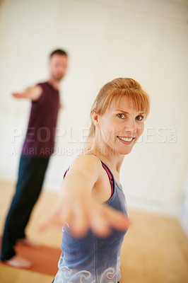 Buy stock photo Shot of a woman during a yoga class