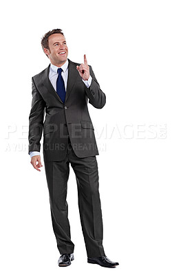 Buy stock photo Full length shot of a businessman against a white background