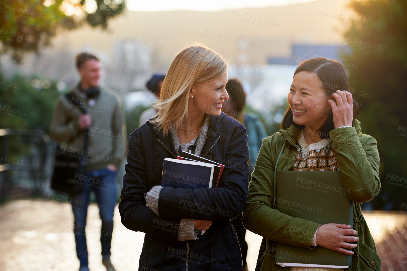 Buy stock photo Cropped shot of college students on campus