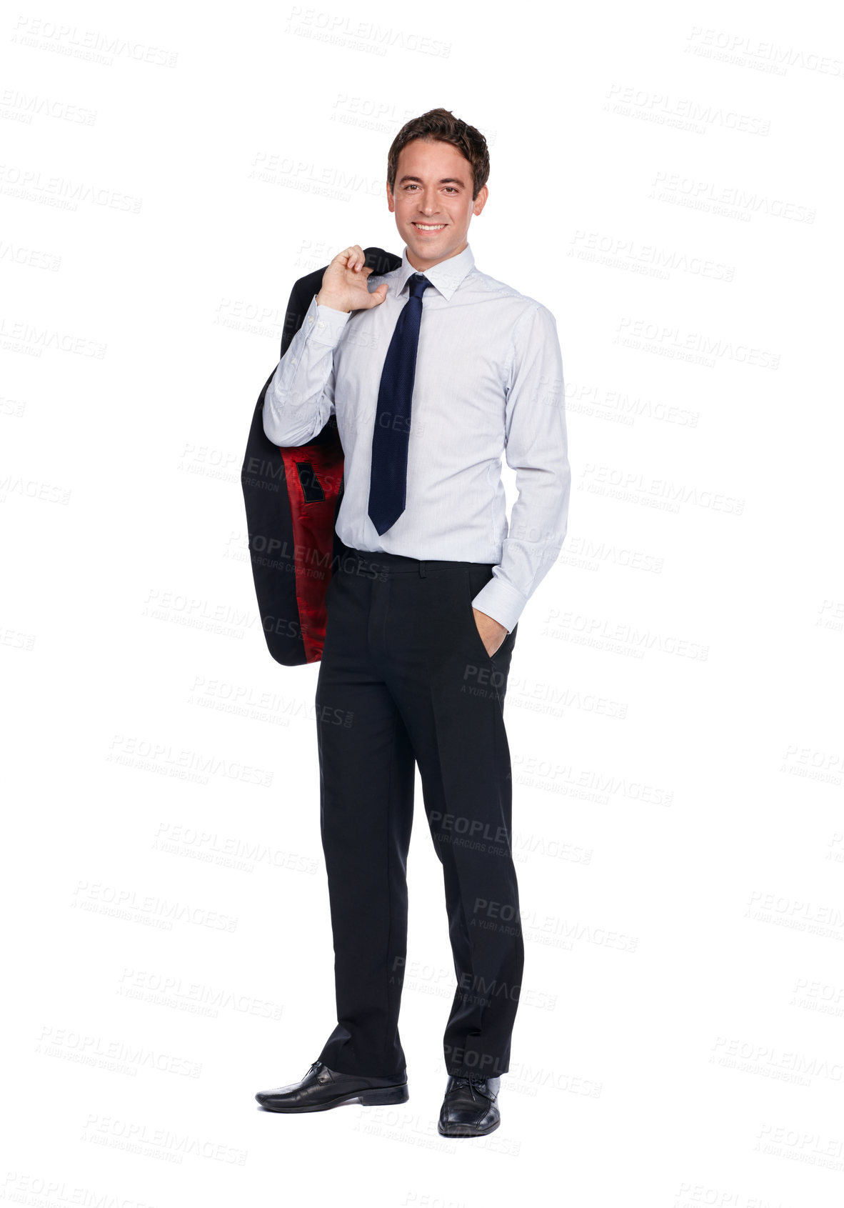 Buy stock photo Business man, corporate portrait and success with leadership and ceo isolated on white background. Executive businessman, smile and mindset with vision, happy with professional mockup and leader