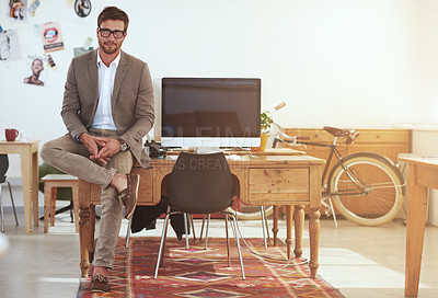 Buy stock photo Portrait of a young male designer in his modern office