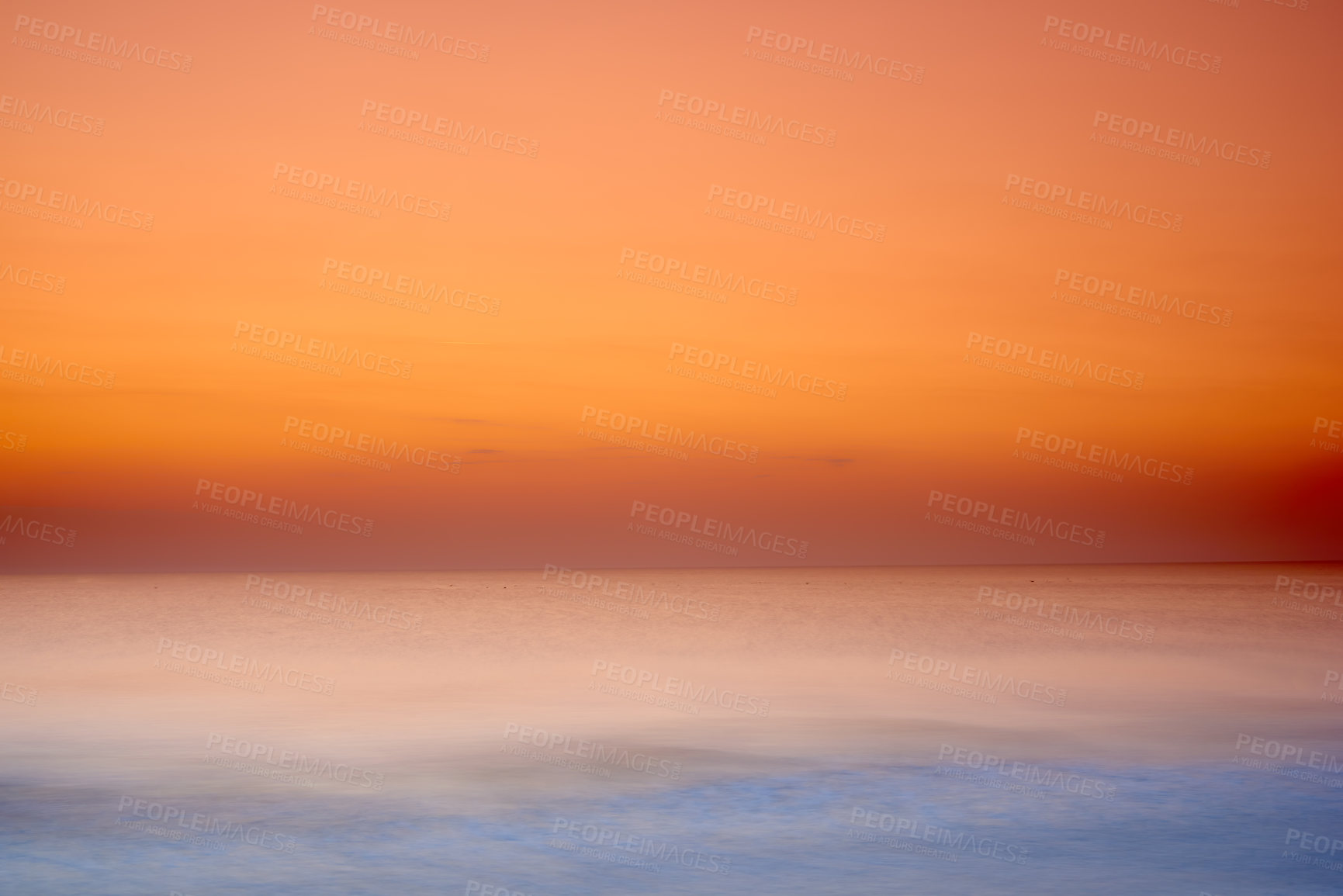 Buy stock photo Copy space sunset on the West coast of Jutland, Lokken, Denmark. dramatic sea sunset. A burning sky and shining golden water. Orange sky, yellow sun, and amazing sea. Summer sunset seascape. 