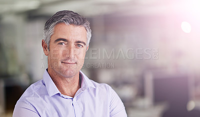 Buy stock photo Cropped portrait of a mature businessman in an office