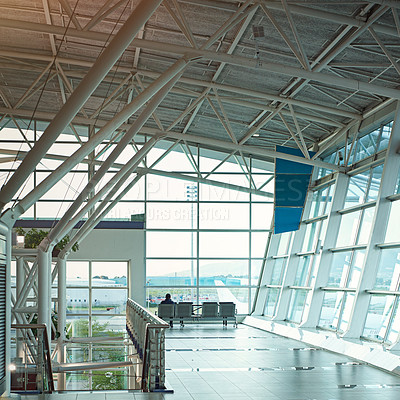 Buy stock photo Shot of the interior of an airport