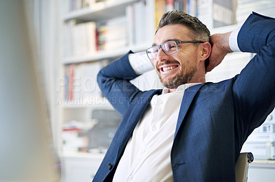 Buy stock photo Cropped shot of a businessman   working in his office