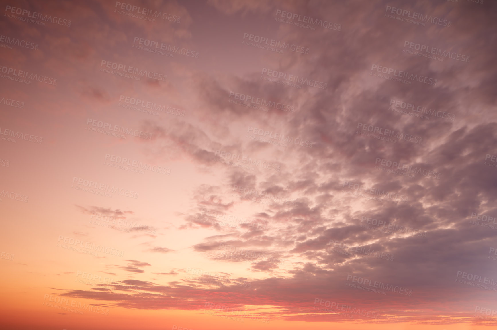 Buy stock photo Copyspace of a dark moody sky at twilight with nimbus clouds. Scenic panoramic view of a dramatic cloudscape and thunderous background at sunrise or sunset. Climate of earth in natural environment