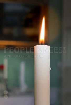 Buy stock photo A photo of a candle in the dark