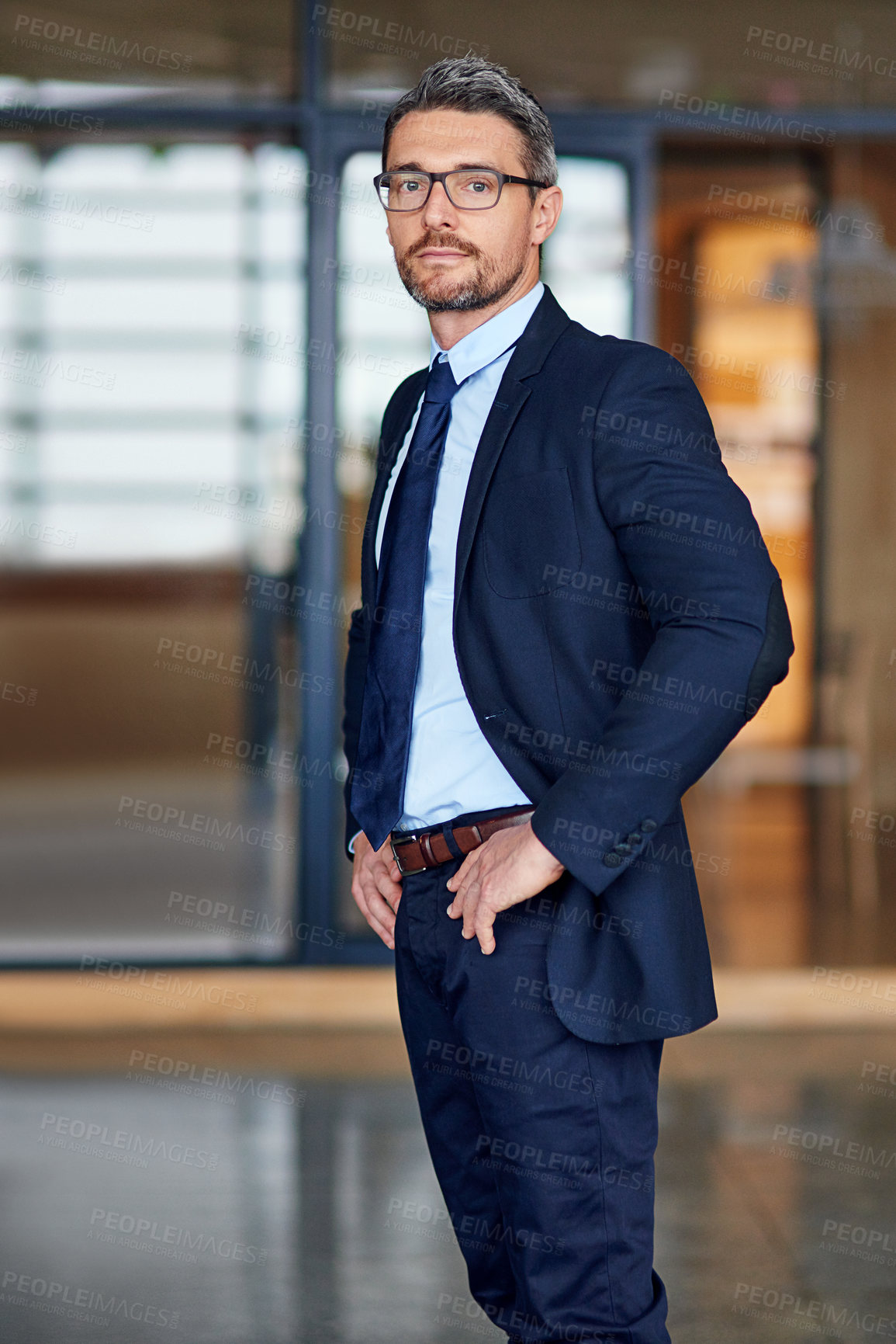 Buy stock photo CEO, businessman and portrait or serious in office with confidence for person in finance company. Professional, employee and face of manager in accounting, pride for auditing career and glasses