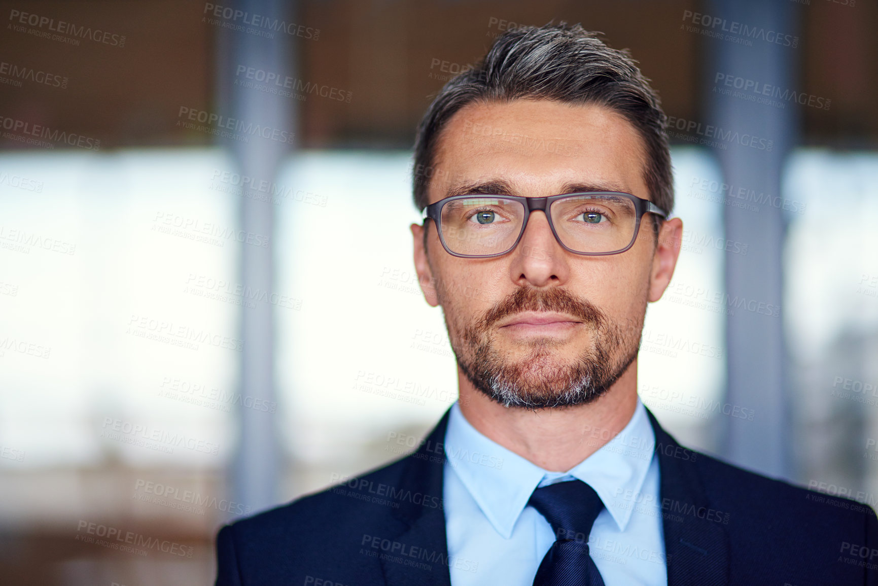 Buy stock photo Office, serious or business man in portrait for career goals, ideas or justice as immigration lawyer. Professional, male attorney or worker for corporate firm, legal service or labor law in workplace