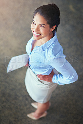 Buy stock photo High angle portrait of a stylish young businesswoman in an office