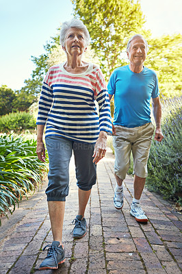 Buy stock photo Shot of a senior couple out for a workout