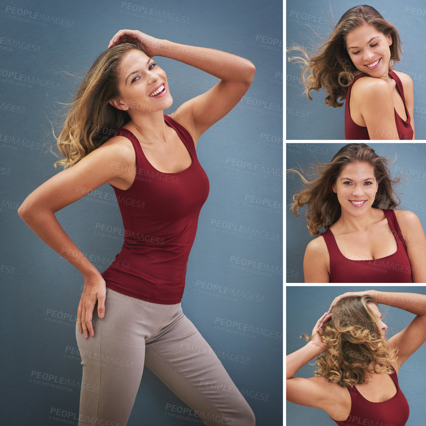 Buy stock photo Composite of a young woman posing in the studio