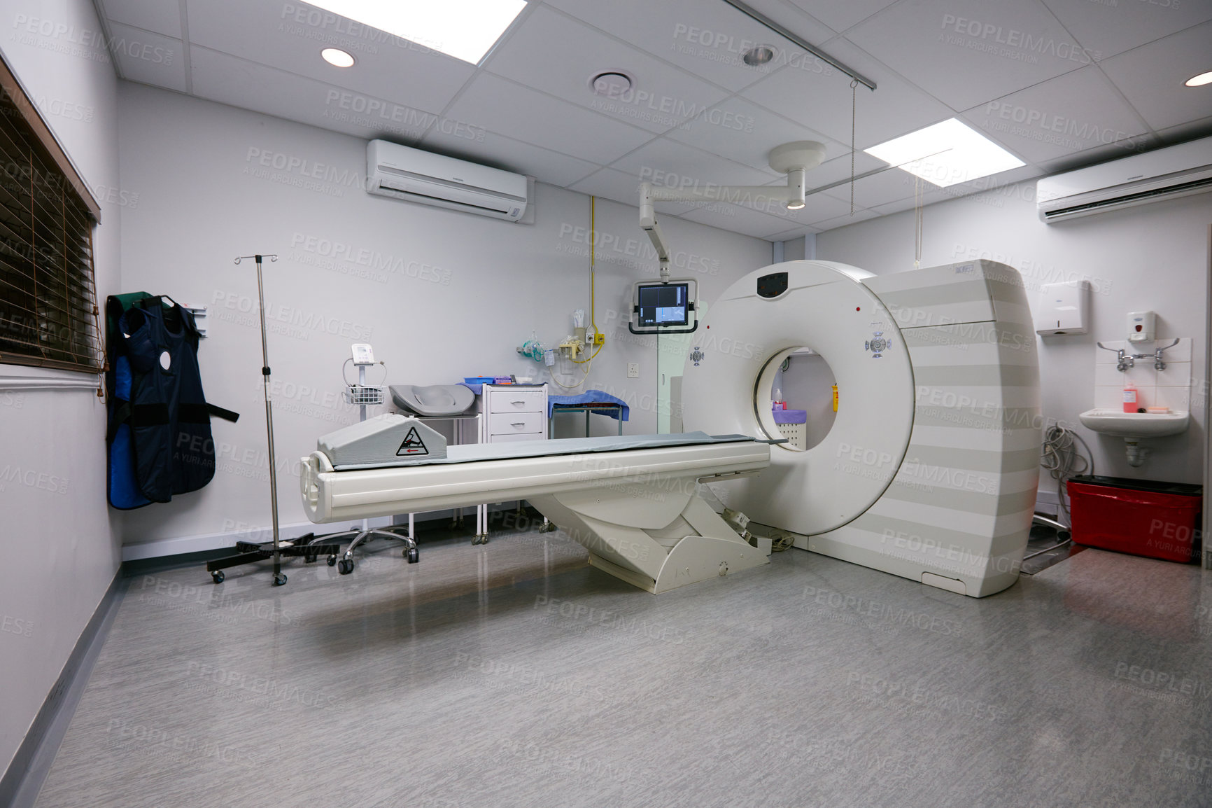 Buy stock photo Shot of a an MRI room in a hospital